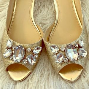 Diamond Rhinestone Gold Glitter Shoes